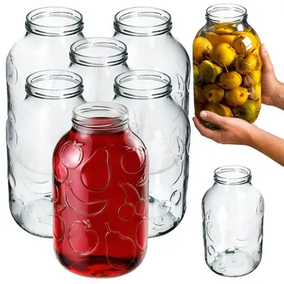 Produktbild von KADAX Weckgläser 5l, Einmachglas zum Einlegen, Einkochgläser für Schraubdeckel, Sturzglas, Marmeladenglas, Vorratsglas, Konservenglas, Rundgläser (Ohne Deckel, 6 Stück)