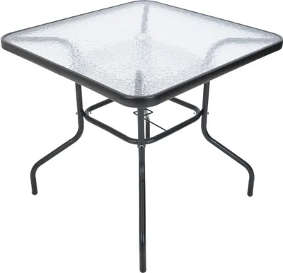 Obrázek produktu pro ZWMT Stůl zahradní, 80 x 80 cm, kovový se skleněnou deskou ROJAPLAST YLGT-049