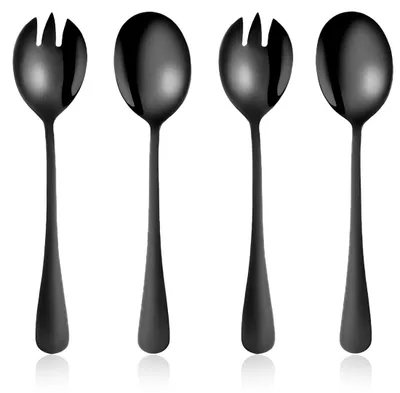 Salatbesteck-Set, 4-teilig, Edelstahl, schwarz, 20 cm