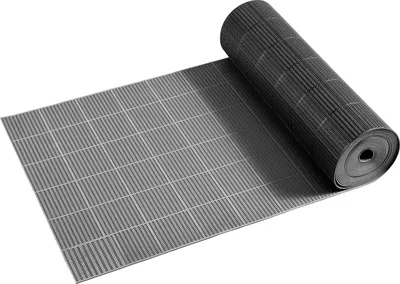 Image de Tapis de drainage SucceBuy en PVC (0,9 m x 15 m), tapis antidérapant en PVC pour zones humides, tapis à structure ouverte pour piscines, terrasses, salles de bains et toilettes, noir