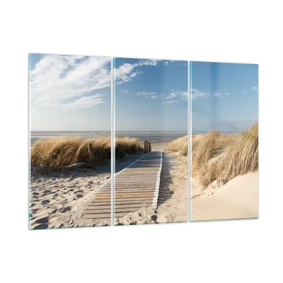Produktbild von Bilder auf glas - Strand Meer Fußgängerbrücke Ufer - 105x70cm - Glasbilder - Wandbilder - Kunstdruck - zum Aufhängen bereit - Wanddekoration aus Glas - Glas Bilder - Wandbild auf Glas - GCE105x70-2657