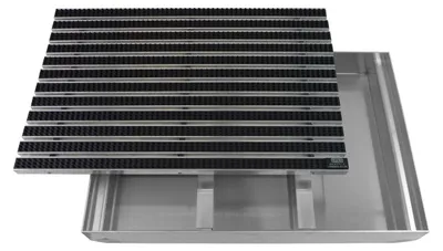 Produktbild von Emco Eingangsmatte DIPLOMAT + Bodenwanne 75mm Aluminium, Bürsten Schwarz,Größe:60x40cm