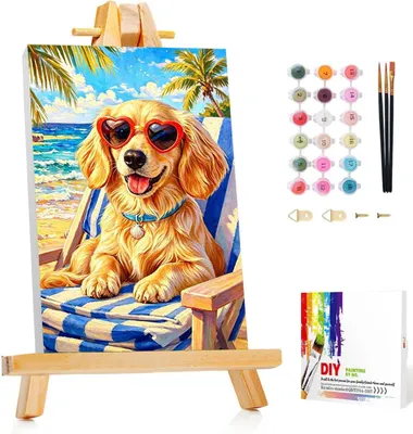 Obrázok produktu pre Maľovanie podľa čísel súprava 20x30 cm, s maliarskym stojanom a rámom, pre deti 7-10 rokov, tvorivá súprava