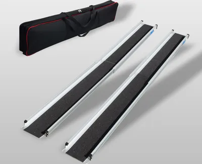 Produktbild von TRUTZHOLM 2 x Teleskoprampe 105-183cm Traglast 272 Alu grau schwarz beschichtet inkl. Tasche  Rollstuhlrampe