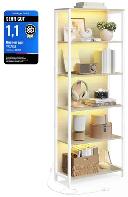 Image de Étagère VASAGLE avec 6 niveaux, bibliothèque d'appoint avec éclairage LED réglable