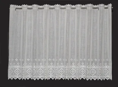 Produktbild von Gardinen Kranzusch Scheibengardine Batist Kreuzstich 47x126 cm H/B Weiß Bistrogardine Vorhang Küche 1er Pack