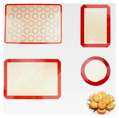 Produktbild von 4er Set Silikon Backmatten - Antihaft, Wiederverwendbar, BPA-frei für Fondant, Gebäck, Pizza und Brot