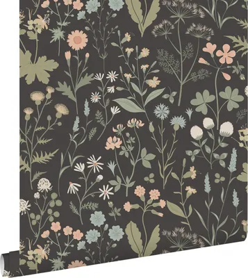 Immagine prodotto di ESTAhome carta da parati fiori selvatici grigio antracite 50 x 900 cm