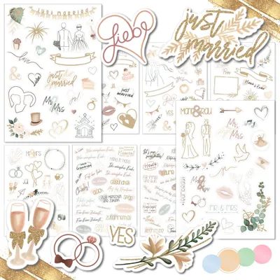 Produktbild von Set mit 180 Aufklebern für Gästebücher und Fotoalben, geeignet für Hochzeiten