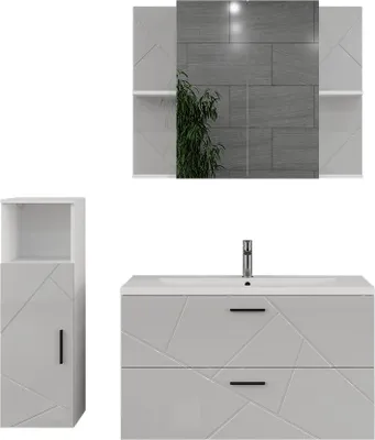 Image de Ensemble de meubles de salle de bains Vicco Irma blanc/blanc brillant 4 pièces, Model 56338