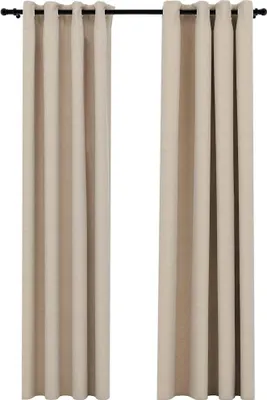 Produktbild von vidaXL Verdunkelungsvorhänge Ösen Leinenoptik 2 Stk. Beige 140x245 cm