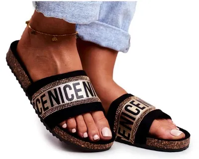 Produktbild von Zirkonia Kork-Flip-Flops Schwarz und Gold Be Nice 36
