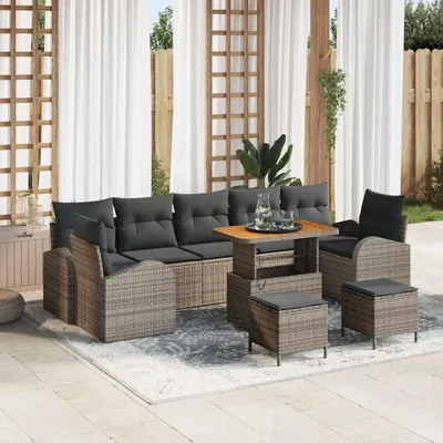 Produktbild von Maison Exclusive - Gartensofa-set mit Kissen 10 pcs Grau Poly-Rattan