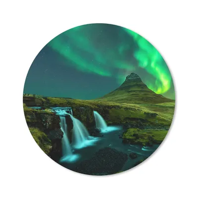Produktbild von MuchoWow® Mauspad Mousepad Nordlichter - Wasserfall - Berg - Island 40x40 cm - Mousepads - Maus Mat - Pad - Mausunterlage - Schreibtisch Accessoires