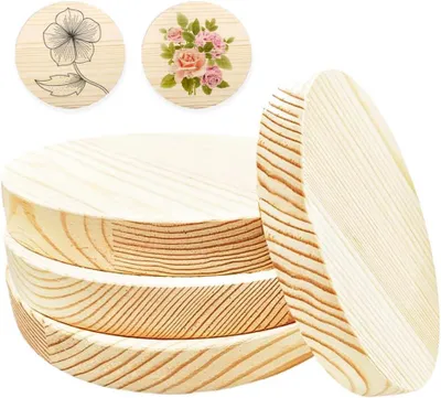 Produktbild von Holzscheiben 4er Set, rund, 10 cm Durchmesser, 20 mm Stärke, zum Basteln