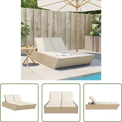 Immagine prodotto di The Living Store Lettino doppio con cuscini Beige in poly rattan