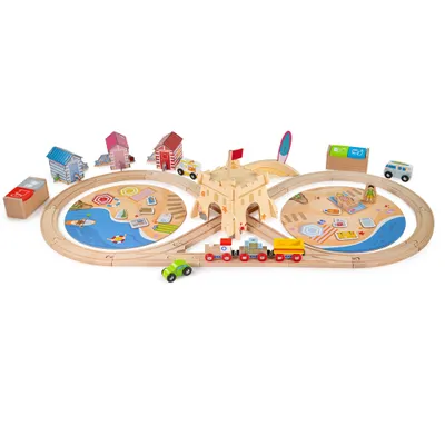 Produktbild von BigJigs Holz Eisenbahnset Küstenreinigungszug umweltfreundliches Spielzeug