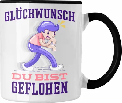 Produktbild von Trendation - Glückwunsch Du Bist Geflohen Tasse Jobwechsel Abschied Abschiedsgeschenk Lustiger Spruch (Schwarz)