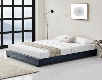 Produktbild von Polsterbett aus Leinen Bettgestell mit Lattenrost 140x200 cm Bett inkl. Lattenrahmen Doppelbett Jugendbett Dunkelgrau Corium