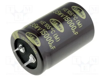 Obrázok produktu pre 1x Kondenzátor: elektrolytický, typ SNAP-IN, 35 V DC, 15000 µF, priemer 30 mm, dĺžka 45 mm, model HE1V159M30045HA