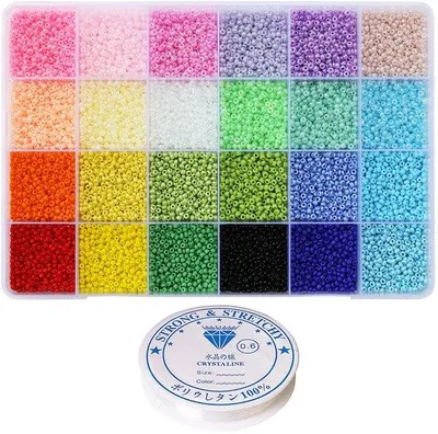 Image de Petites perles de verre 11/0, 24 couleurs, 14 400 pièces, perles pour bijoux