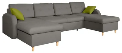 Obrázek produktu pro Design Ecksofa U-Form Bettfunktion Couch Leder Sofas Schlafsofa