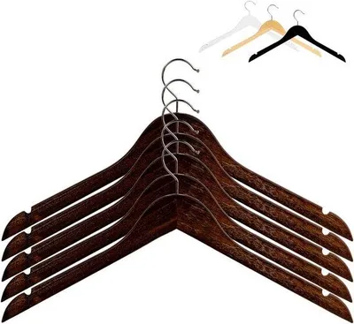 Produktbild von Famanu Holzkleiderbügel 10er Set mit Rockkerbe - Robuste Hemd- und Blusenbügel