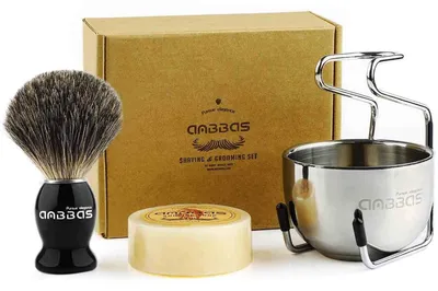 Immagine prodotto di Set di 4 pennelli da barba con manico in legno
