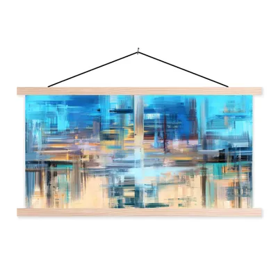Produktbild von MuchoWow® Textilposter Ölfarbe - Abstrakt - Malerei 120x60 cm mit holzfarbenen Rahmen - Klemmleiste