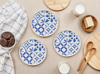 Productafbeelding van Hermia Concept, hoogwaardige set van 6 dessertborden, keramiek, blauw/wit, 19,3 cm