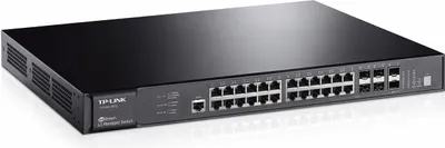 Obrázek produktu pro TP-Link T3700G-28TQ, Řízený, L2/L3, Gigabit Ethernet (10/100/1000), Plně duplexní režim, Instalace do racku, 1U