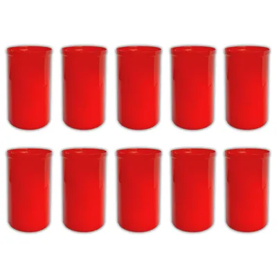 Produktbild von 10er Set Grablicht Brenner rot ohne Deckel Grabkerzen Friedhofskerzen Grablichtkerze Trauerlicht Gedenkkerze Grabdekoration Grabdeko