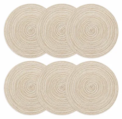 6er Set runde geflochtene Platzsets, 30 cm, beige