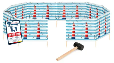 Produktbild von Garronda Strand Windschutz Sichtschutz 15m lang plus Gummihammer GAEX001