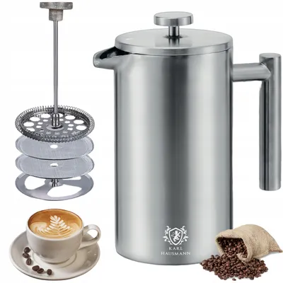 Produktbild von French-Press-Kaffeemaschine 1000 ml Edelstahl 304, Kolben, thermische