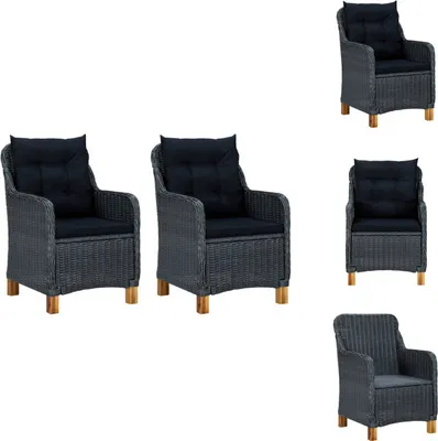 Produktbild von vidaXL Gartenstühle mit Kissen 2 Stk. Poly Rattan Dunkelgrau -  Gartenstühle