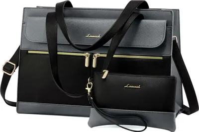 Image de LOVEVOOK Sac à main pour ordinateur portable Femme Grand 15,6 pouces Gris élégant
