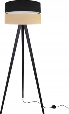Immagine prodotto di Lampada da terra a tre gambe con paralume in legno da 45 cm, nera