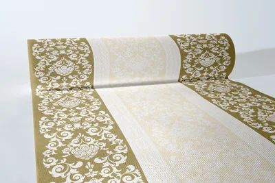 Produktbild von Airlaid Tischläufer Pascal in Gold-Creme, 40 cm x 24 m , 1 Stück - Mank - Ornamente