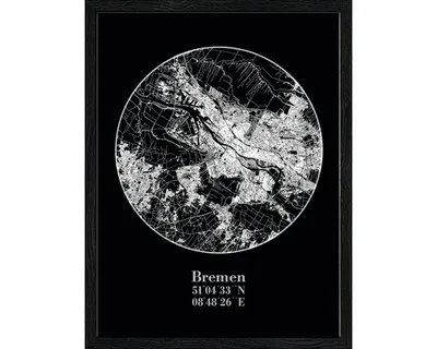 Produktbild von Gerahmtes Bild Bremen Landkarte II 33x43 cm