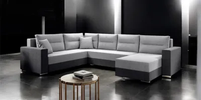 Image de AX LIVING Canapé d'angle grand Lovere 314 Canapé gris foncé avec fonction sommeil