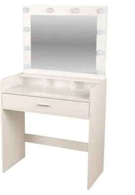 Immagine prodotto di Toeletta di design bianca con cassetto e specchio a LED – 80x40x143 cm – Eleganza e funzionalità