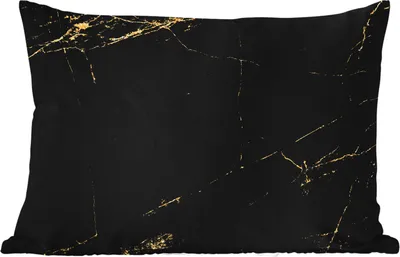 Produktbild von MuchoWow® Outdoor Kissen - Marmoroptik - Luxus - Schwarz - Gold - 60x40 cm - Wetterfest - Lounge Kissen - Zierkissen - Kissen für Innenräume