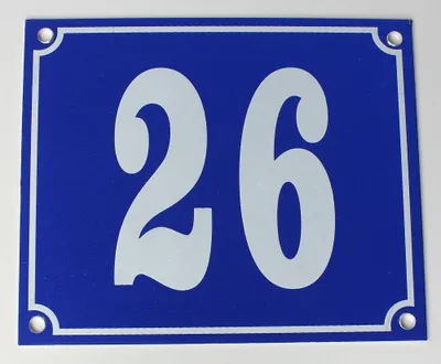 Produktbild von Hausnummernschild Aluminium Aluschild 1 mm Stärke Alu Schild Nr. 26 blau