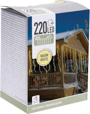 Obrázek produktu pro Světelný závěs s 220 LED: Ideální pro vánoční výzdobu uvnitř i venku