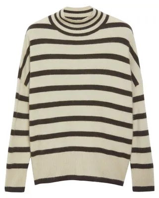 Produktbild von Comma Strickpullover Oversize Stehkragen Feinstrick aus gebürsteter Wolle Braun Größe M