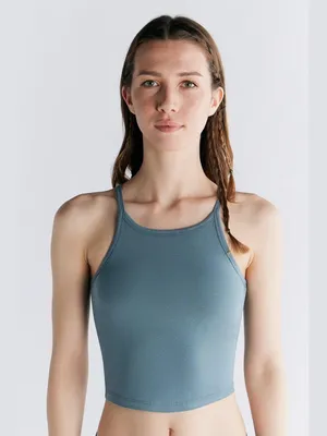 Produktbild von Damen Crop-Top aus 95% Baumwolle und 5% Elasthan mit integriertem Bustier