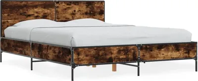Produktbild von Möbel Bettgestell Räuchereiche 140x200 cm Holzwerkstoff und Metall - Klassische Betten 3279999