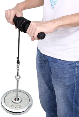 Produktbild von Rollenstange mit Schaumstoffgriffen – Unterarmtrainer – Krafttraining – Fitness – Nylonseil, 110 cm