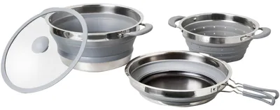 Productafbeelding van Brunner Volcano pasta pan, Sada, Siliconen, Roestvrij staal, Grijs, Roestvrij staal, Transparant, Grijs, Glas, 4 stuks